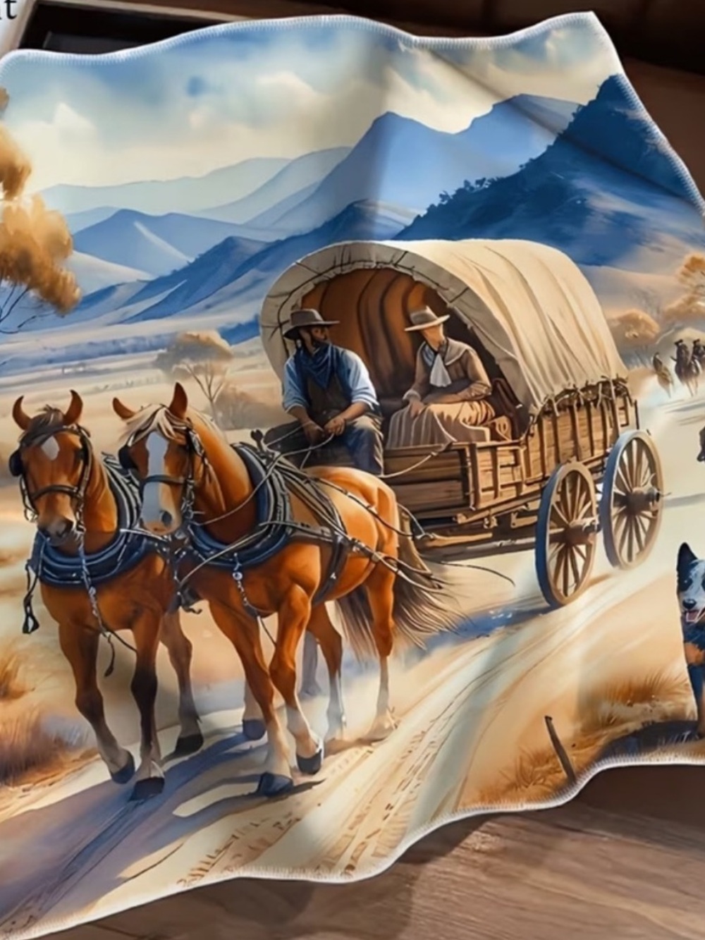 🌵 Western Pioneer Wagon Print  Bandana/Scarf 27.5”